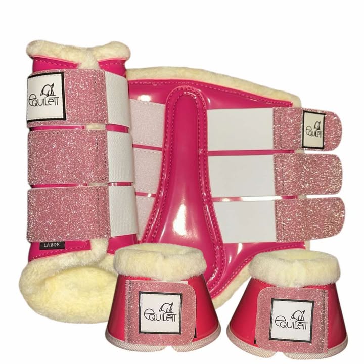 Hot Pink Patent Tendon & Bell Boot Set with Glitter