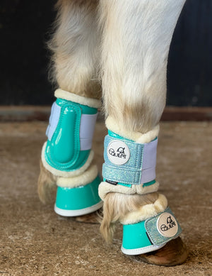 Aqua Blue Patent Bell Boots with Glitter (Shetland)