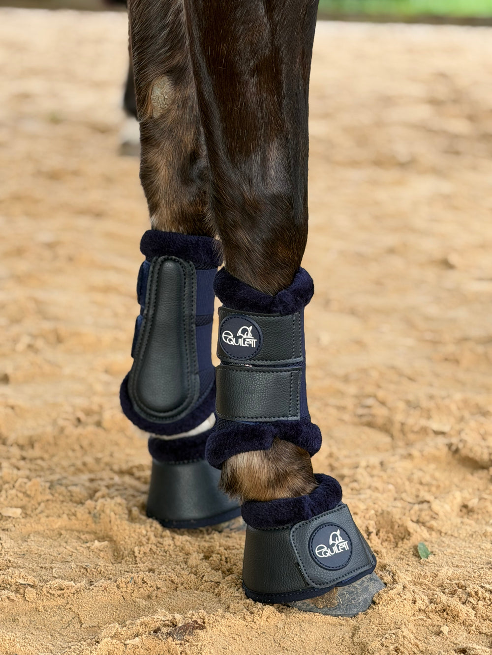 Navy Milled Leather Bell Boots