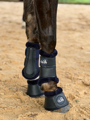 Airflow Navy Mesh Brushing Boots with Faux Fur