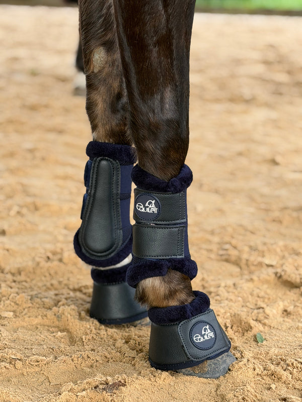 Airflow Navy Mesh Brushing Boots with Faux Fur