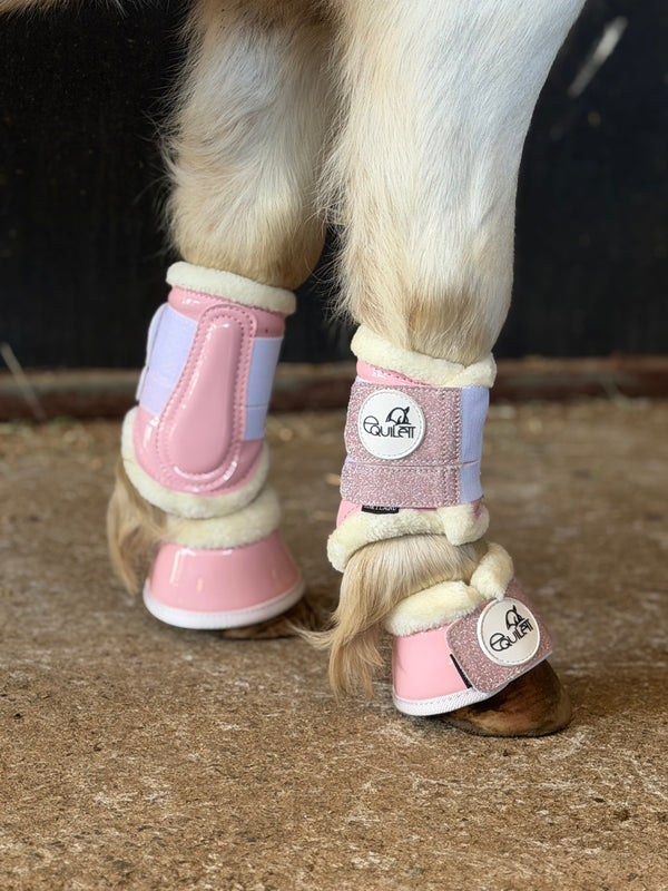 Baby Pink Patent Brushing Boots with Glitter (Shetland)