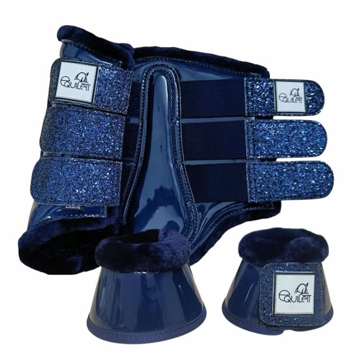 Navy Patent Tendon and Bell Boot Set with Glitter
