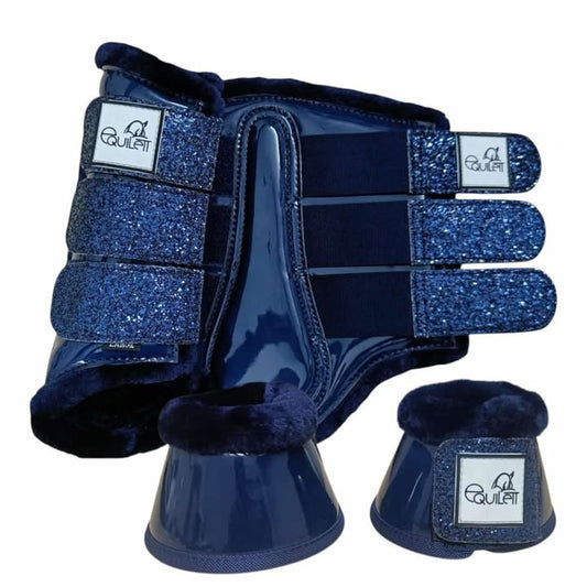 Navy Patent Tendon and Bell Boot Set with Glitter