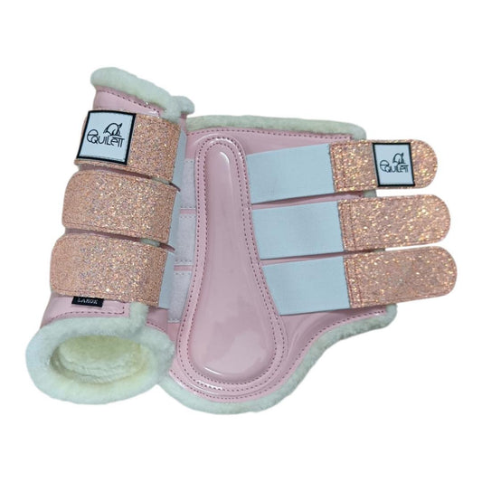 Baby Pink Patent Tendon Boots with Pink Glitter