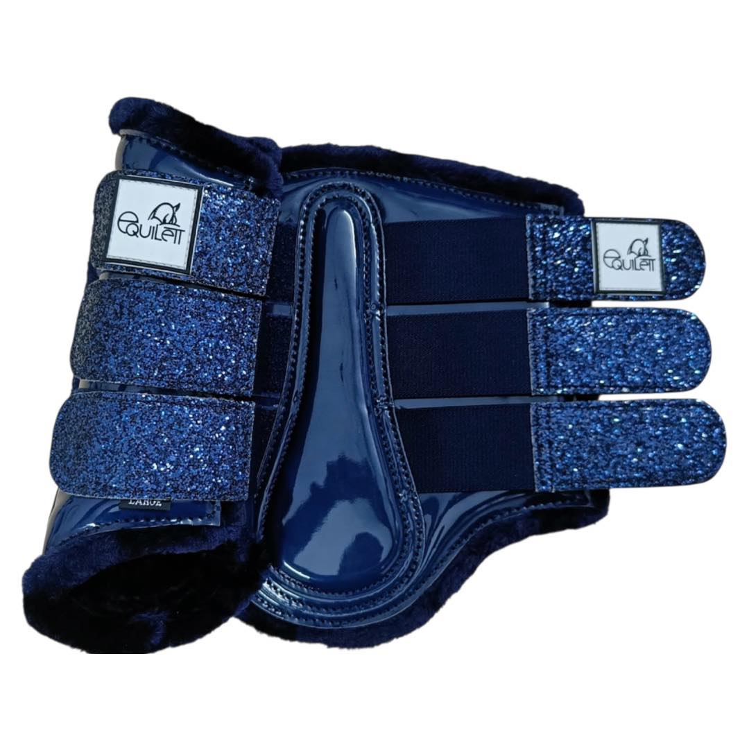 Navy Patent Tendon Boots with Navy Glitter
