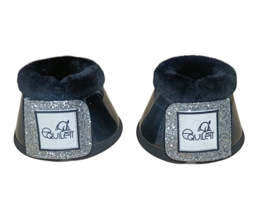 Black Patent Bell Boot with Silver Glitter