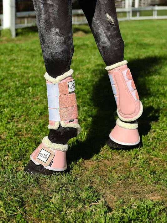 Baby Pink Patent Tendon Boots with Pink Glitter
