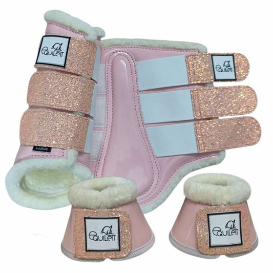 Baby Pink Patent Tendon and Bell Boot Set with Glitter