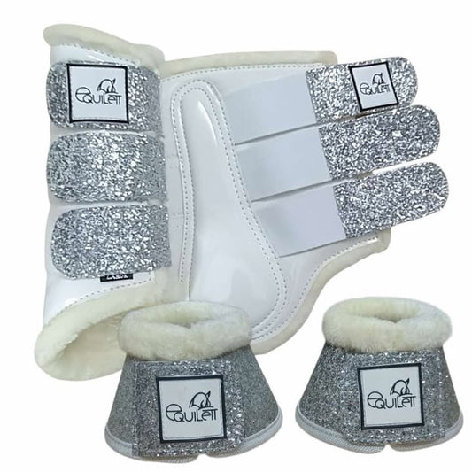 White Patent Tendon and Bell Boot Set with Glitter