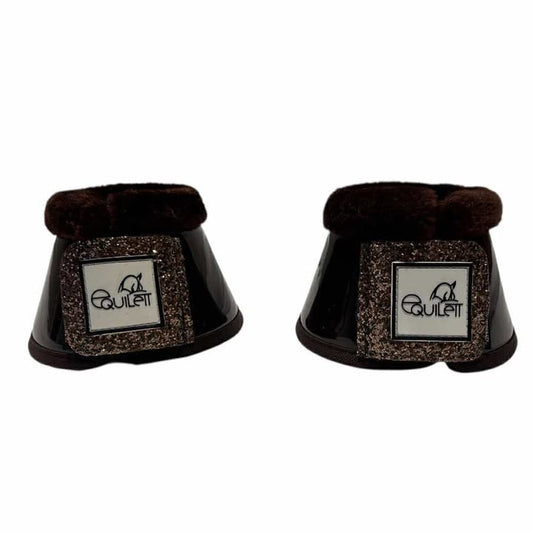 Brown Patent Bell Boots with Gold Copper Glitter