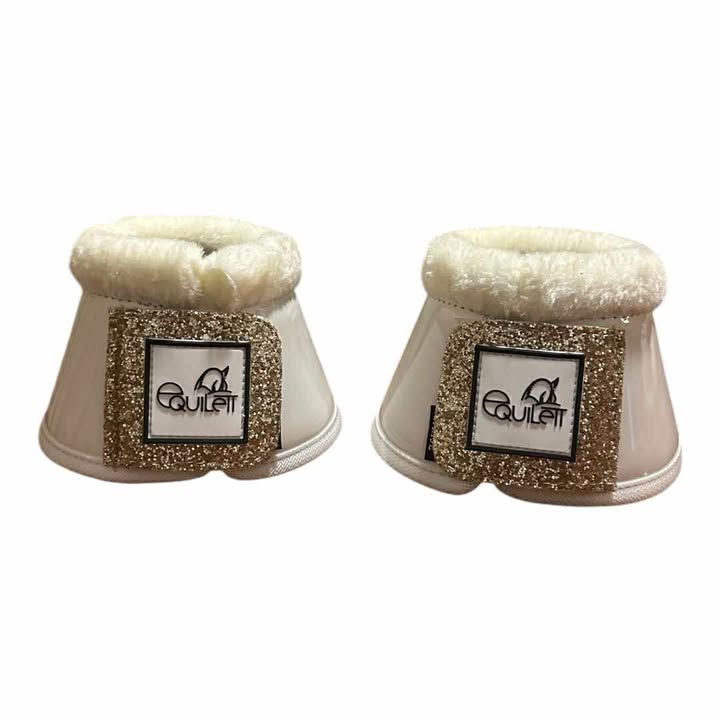 White Patent Bell Boots with Gold Glitter