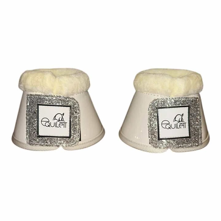 White Patent Bell Boots with Silver Glitter