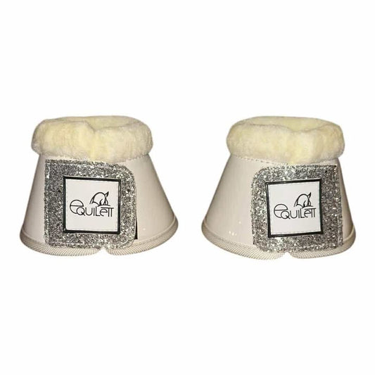 White Patent Bell Boots with Silver Glitter