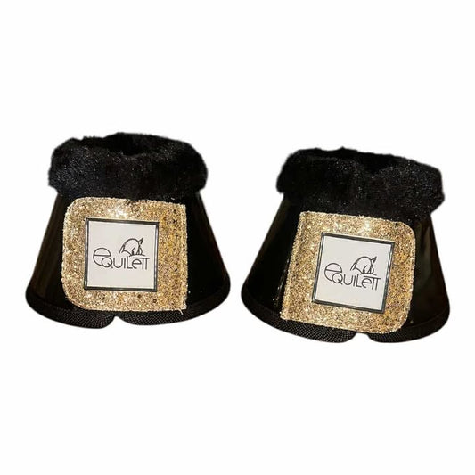 Black Patent Bell Boots with gold Glitter