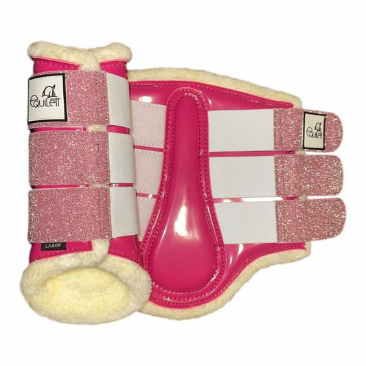 Hot Pink Patent Tendon Boots with Pink Glitter
