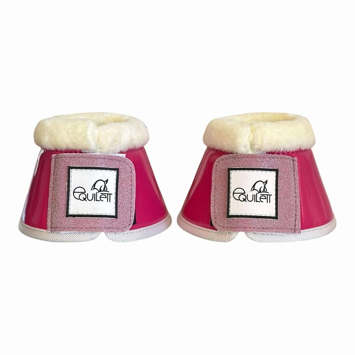 Hot Pink Patent Bell Boots with Pink Glitter