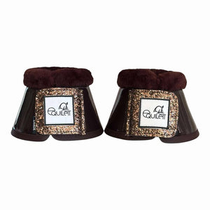 Chocolate Patent Bell Boots with Gold Copper Glitter