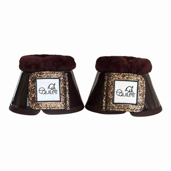 Chocolate Patent Bell Boots with Gold Copper Glitter