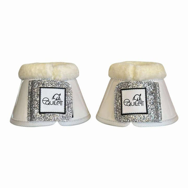 White Patent Bell Boots with Silver Glitter