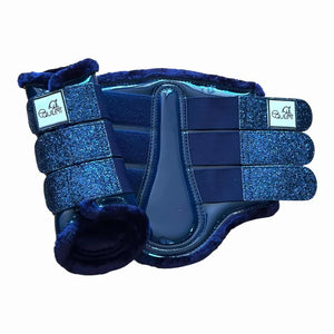 Navy Patent Brushing Boots with Navy Glitter