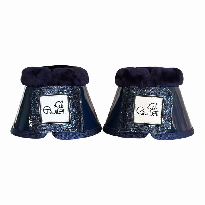 Navy Patent Bell Boots with Navy Glitter