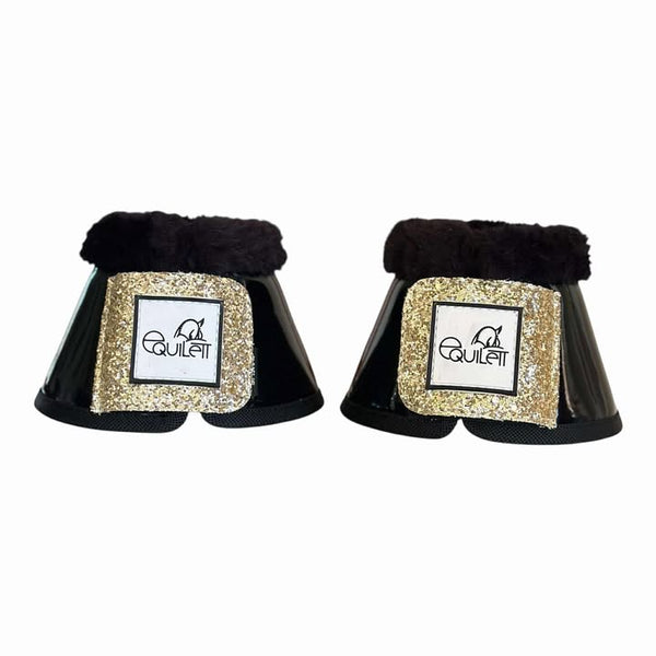 Black Patent Bell Boots with gold Glitter