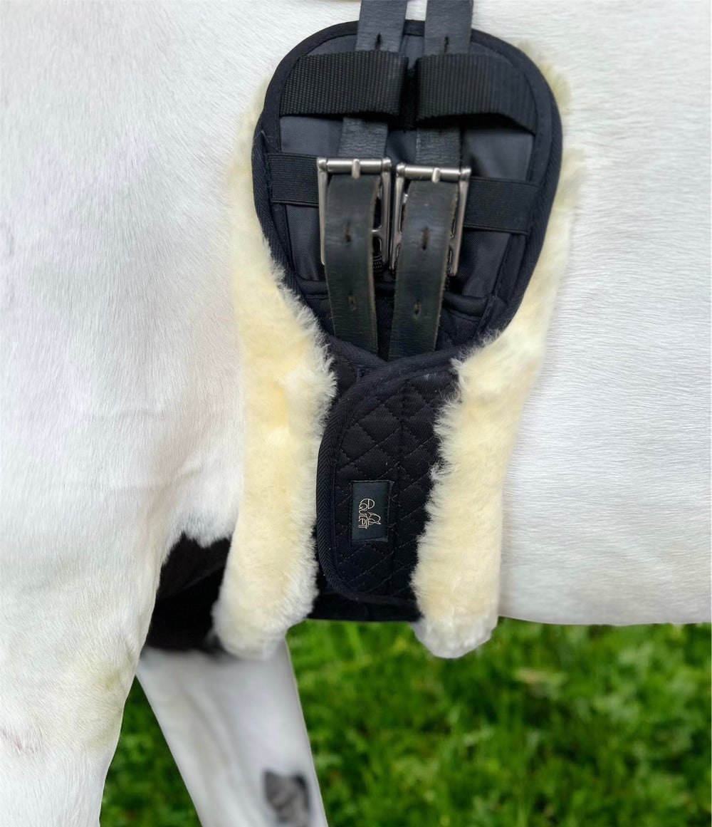 Black Girth with Removable Natural Merino Sheepskin