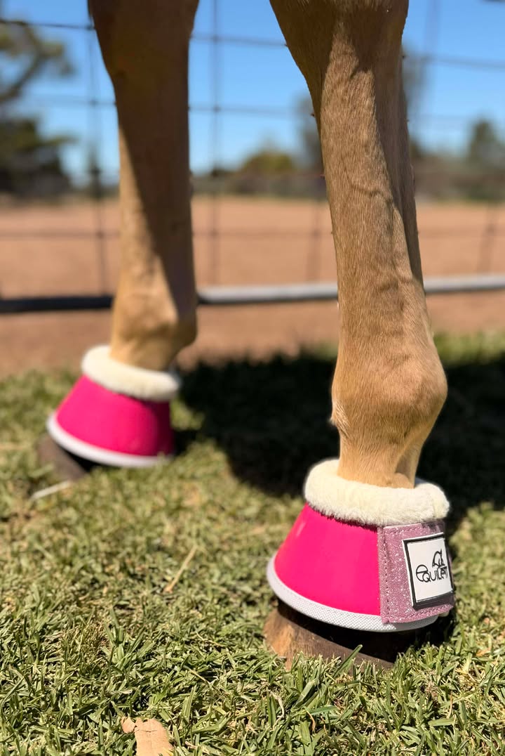 Hot Pink Patent Bell Boots with Pink Glitter