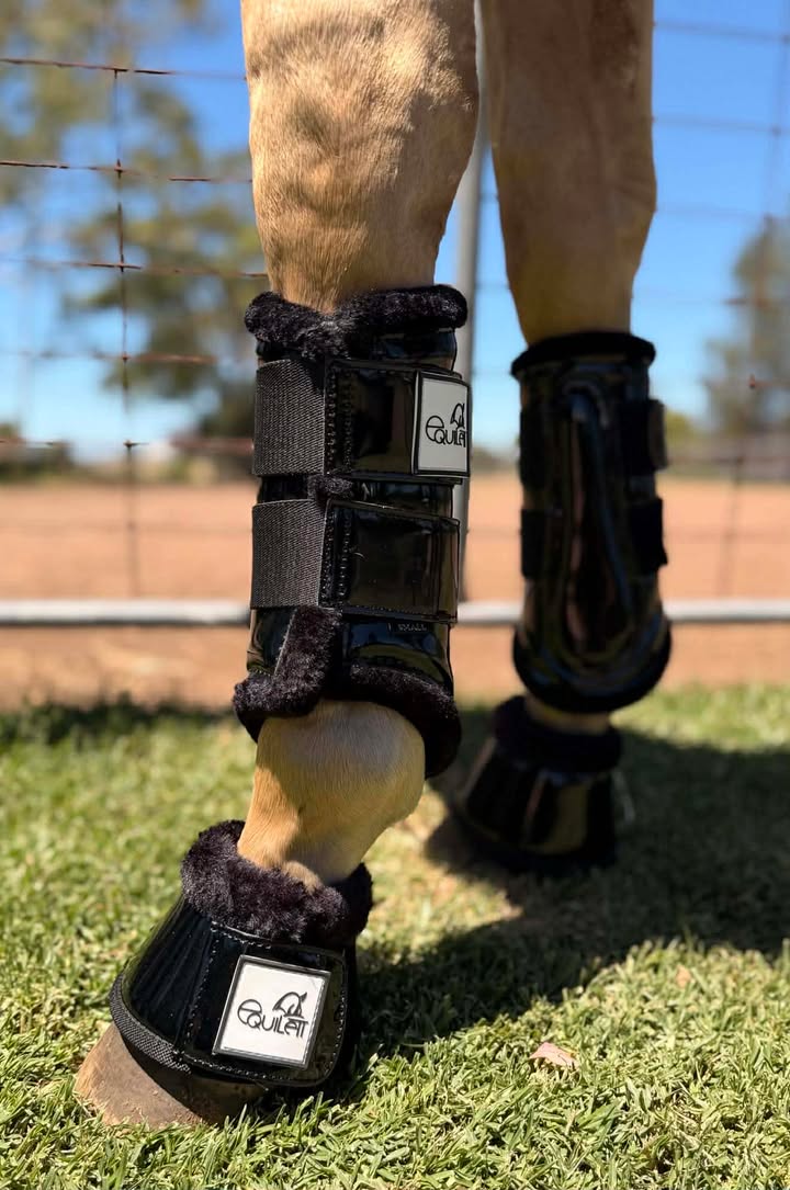 Black Patent Brushing Boot & Bell Boot Set