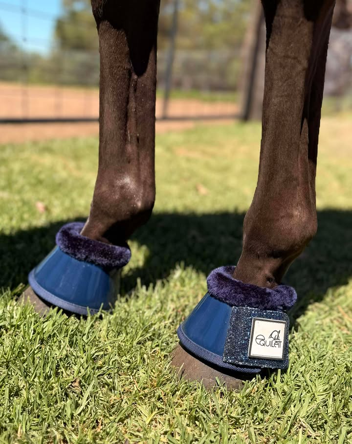 Navy Patent Bell Boots with Navy Glitter