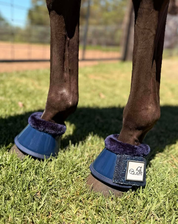 Navy Patent Bell Boots with Navy Glitter