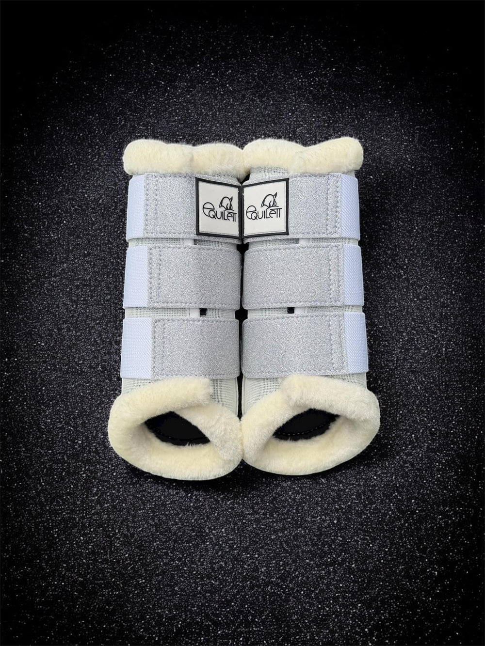 Airflow White Glitter Mesh Brushing Boots with Faux Fur