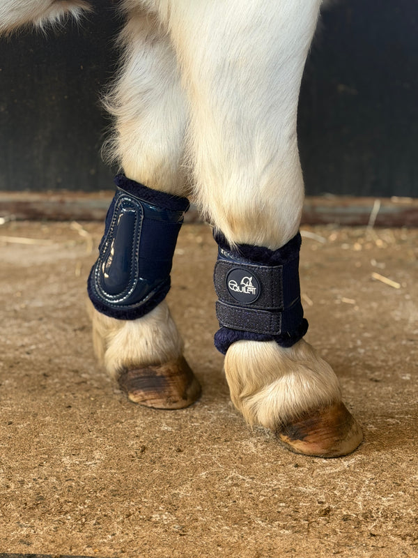 Navy Patent Brushing Boots with Glitter (Shetland)