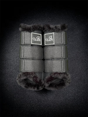 Airflow Black Glitter Mesh Brushing Boots with Faux Fur