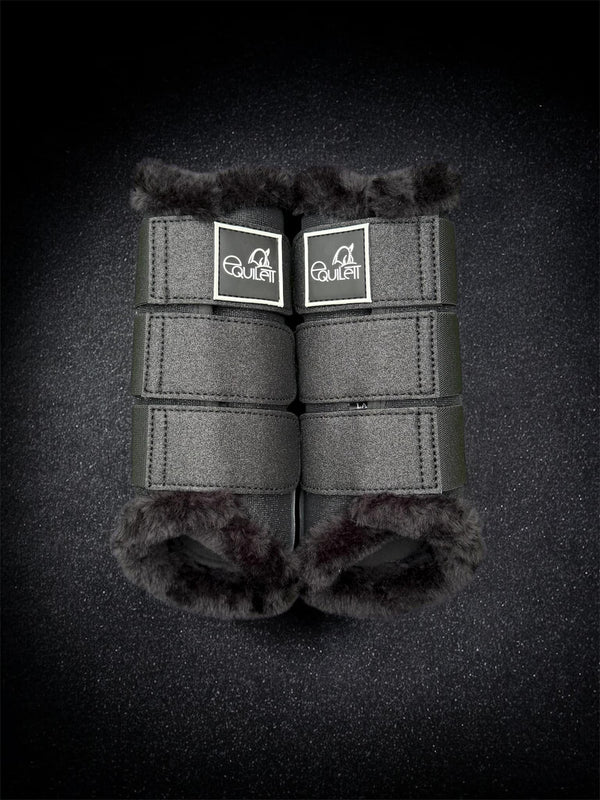 Airflow Black Glitter Mesh Brushing Boots with Faux Fur