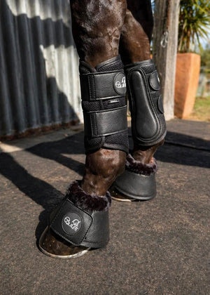 Black Milled Leather Bell Boots