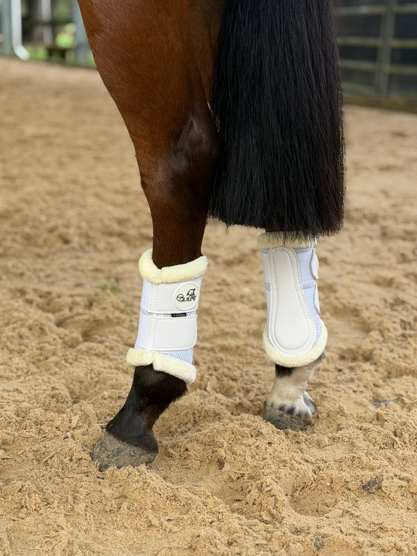 Airflow White Mesh Brushing Boots with Faux Fur