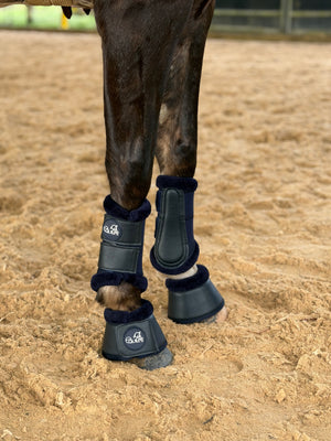 Airflow Navy Mesh Brushing Boots with Faux Fur