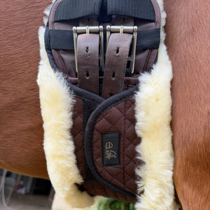 Brown Girth with Removable Natural Merino Sheepskin