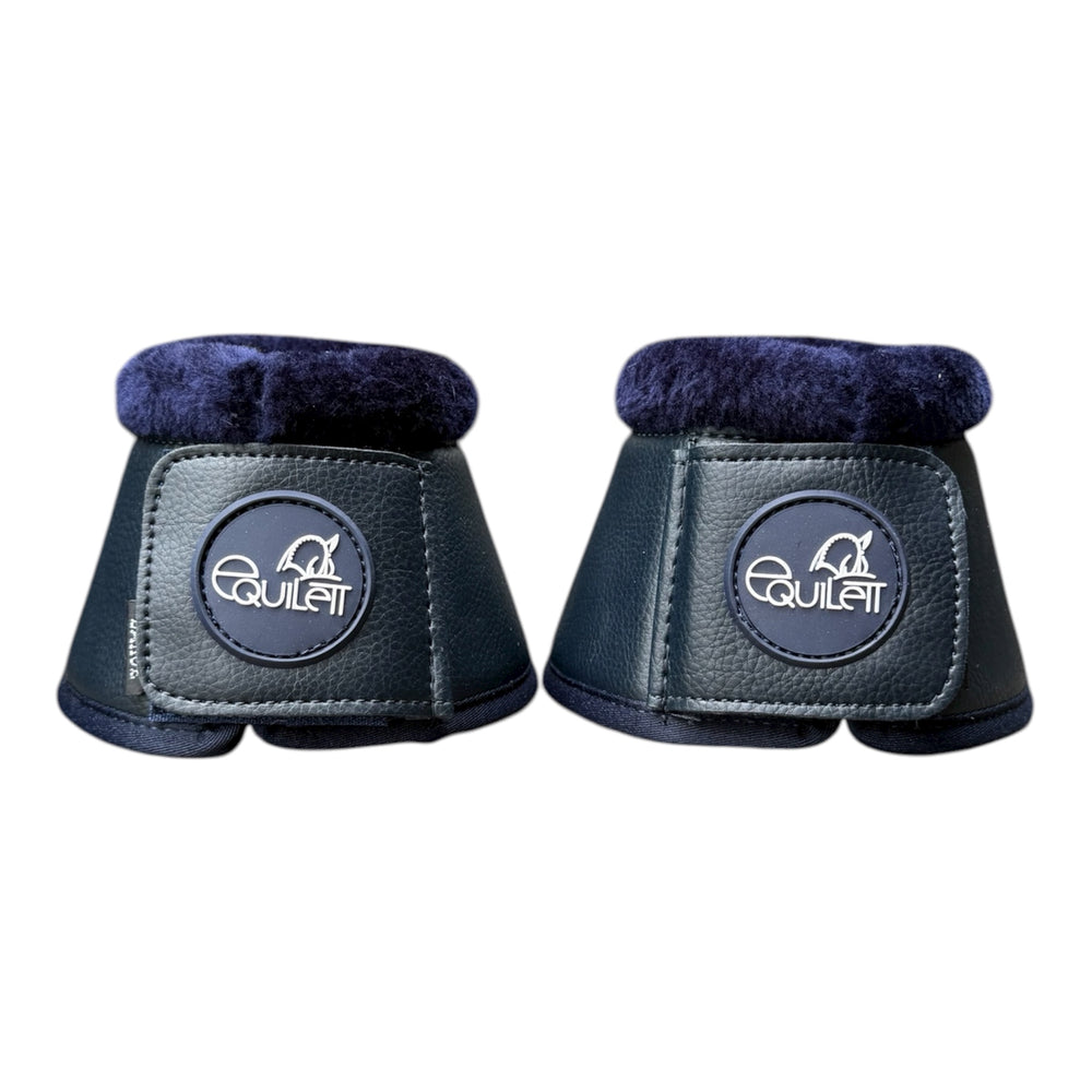 Navy Milled Leather Bell Boots