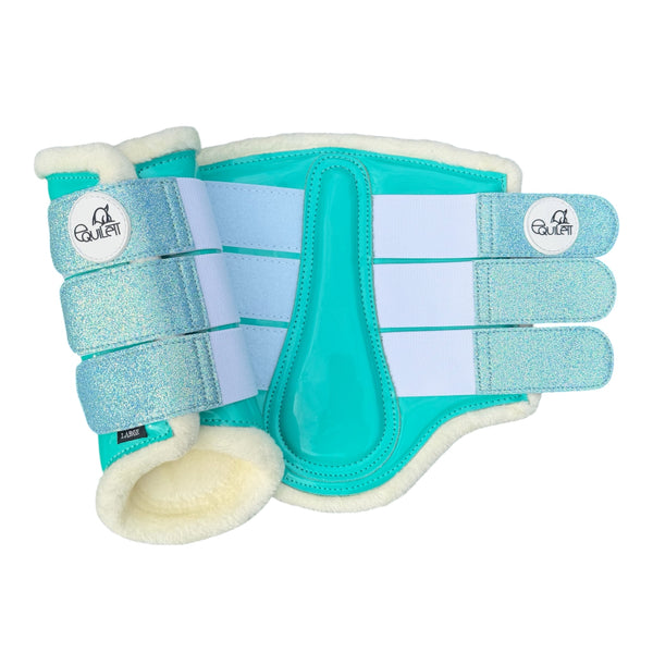 Aqua Blue Patent Brushing Boots with Glitter