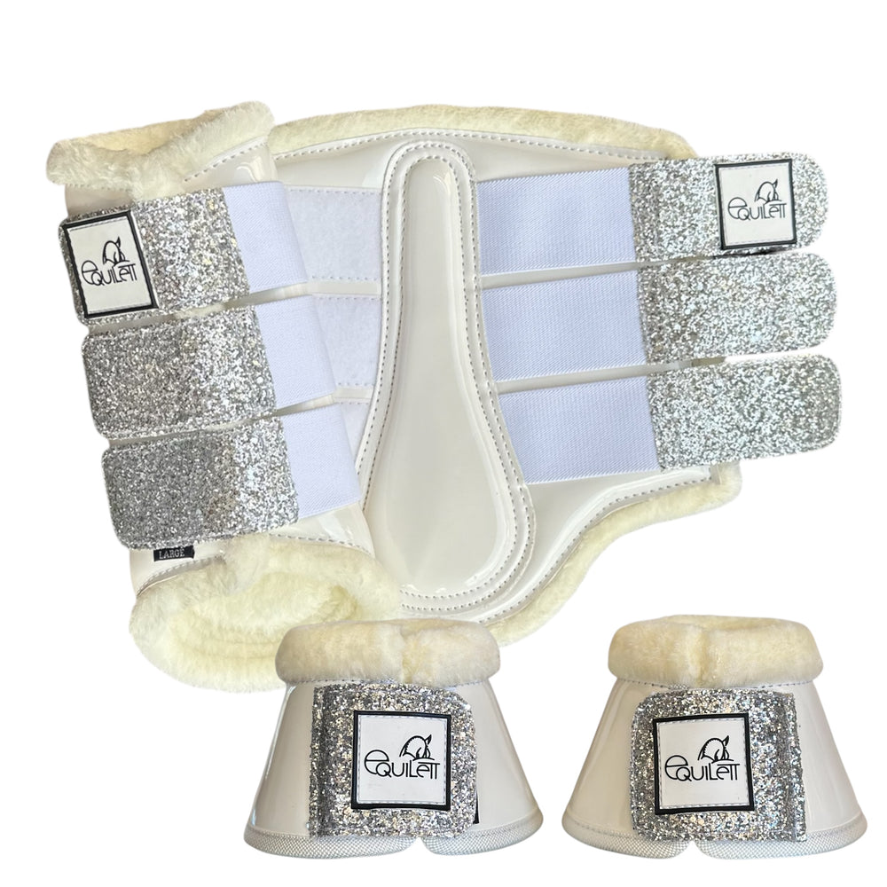 White Patent Brushing Boot & Bell Boot Set with Glitter