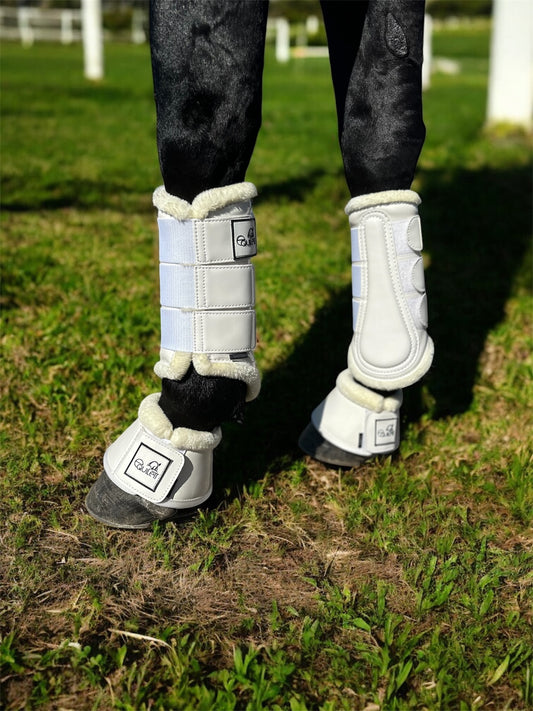 White Patent Tendon Boots