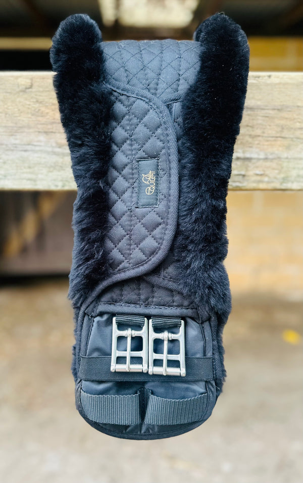 Black Girth with Removable Black Sheepskin