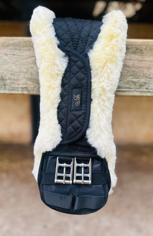 Black Girth with Removable Natural Sheepskin