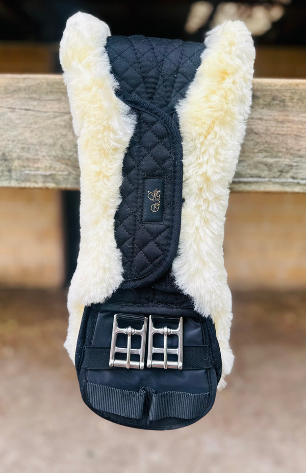 Black Girth with Removable Natural Sheepskin