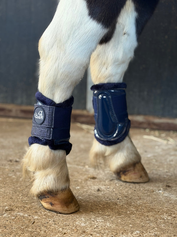 Navy Patent Brushing Boots with Glitter (Shetland)