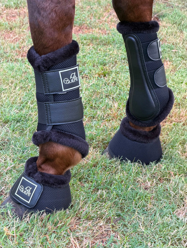 Airflow Black Mesh Brushing Boots with Faux Fur
