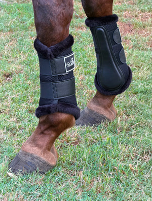 Airflow Black Mesh Brushing Boots with Faux Fur